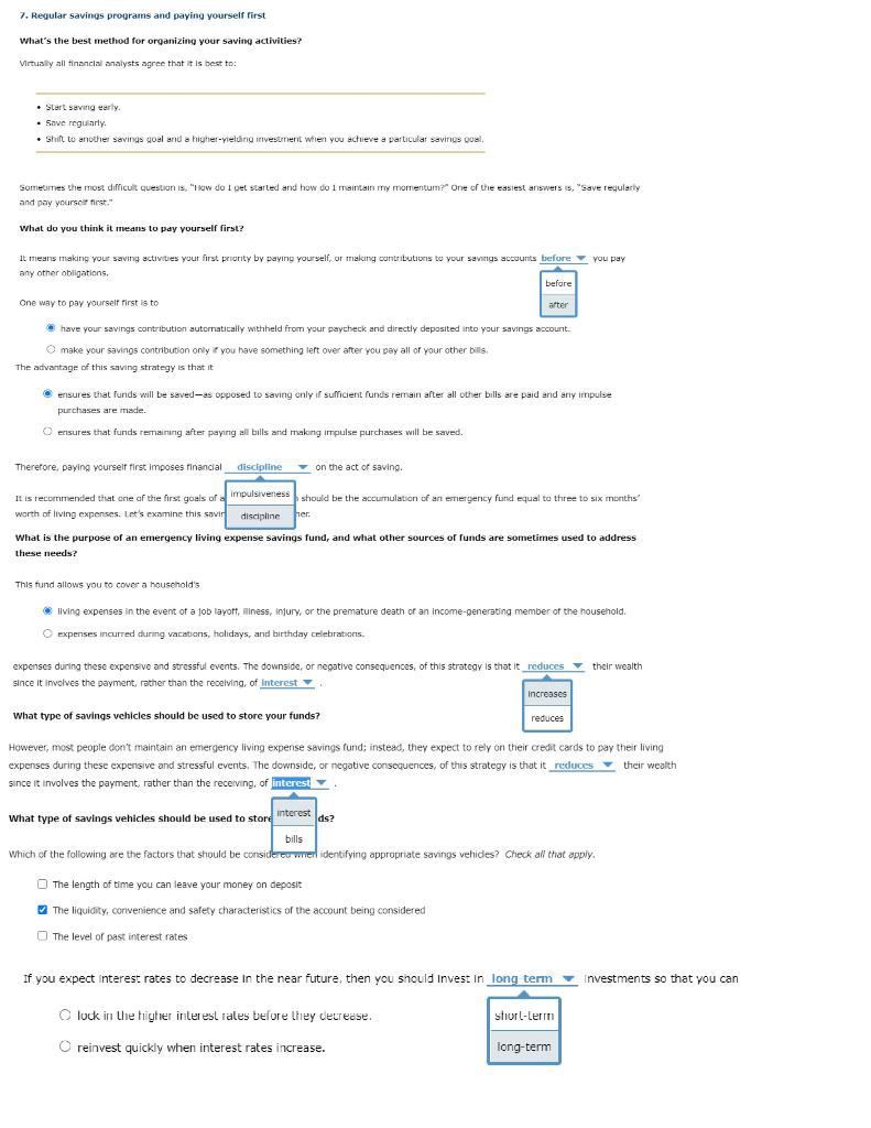  7. Regular savings programs and paying yourself first What's the best