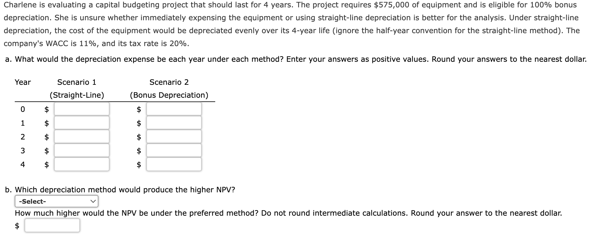 Please show work using excel Charlene is evaluating a capital budgeting project