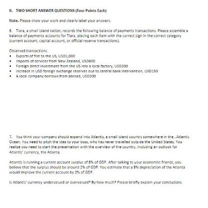  Il. TWO SHORT ANSWER QUESTIONS (Four Points Each Note. Please show