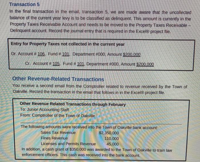 following email from the office of the Comptroller regarding revenue-related transactions, Property
