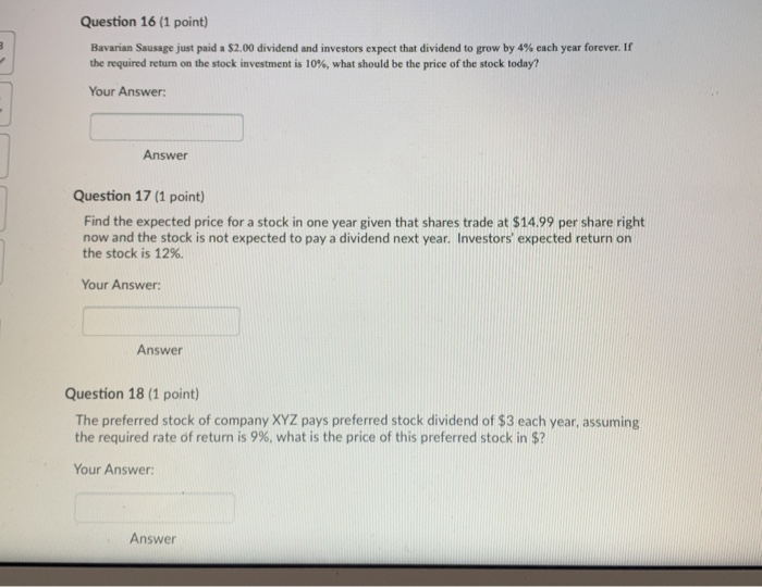  I need help with these 3 questions. Question 16 (1 point)
