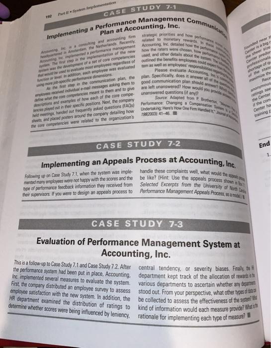  case study 7-3? Part System oplementation CASE STUDY 77 Plan at