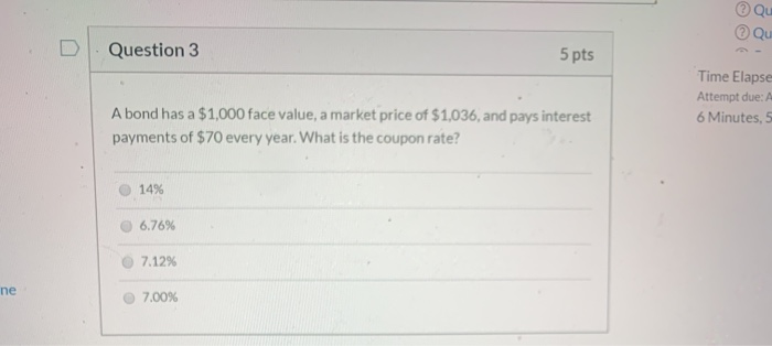 please help Qu Qu Question 3 5 pts Time Elapse Attempt due: