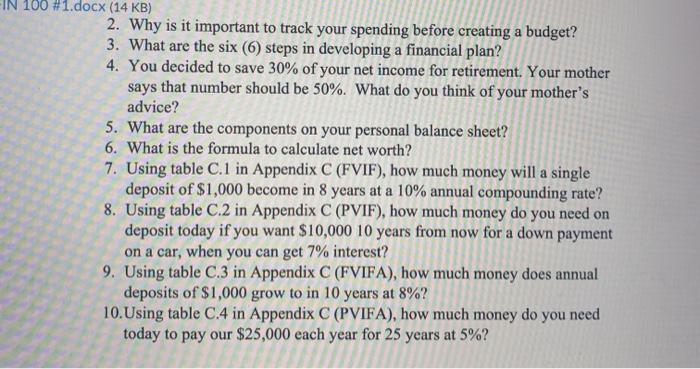  IN 100 #1.docx (14 KB) 2. Why is it important to