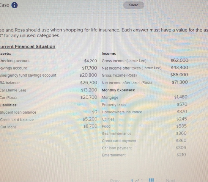 insurance. Each answer must have a value for the as " for