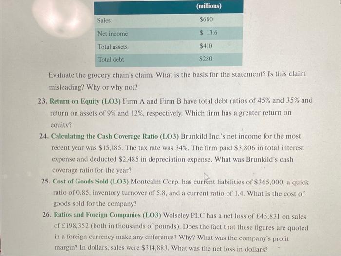  Evaluate the grocery chain's claim. What is the basis for the