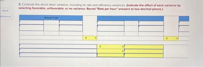 85% capacity levels. 2. Compute the direct materials variance, including its price