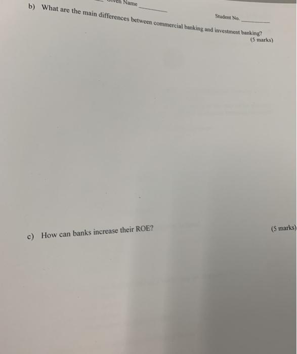  Name b) What are the main differences between commercial banking and