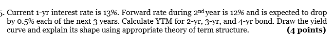  5. Current 1-yr interest rate is 13%. Forward rate during 2nd