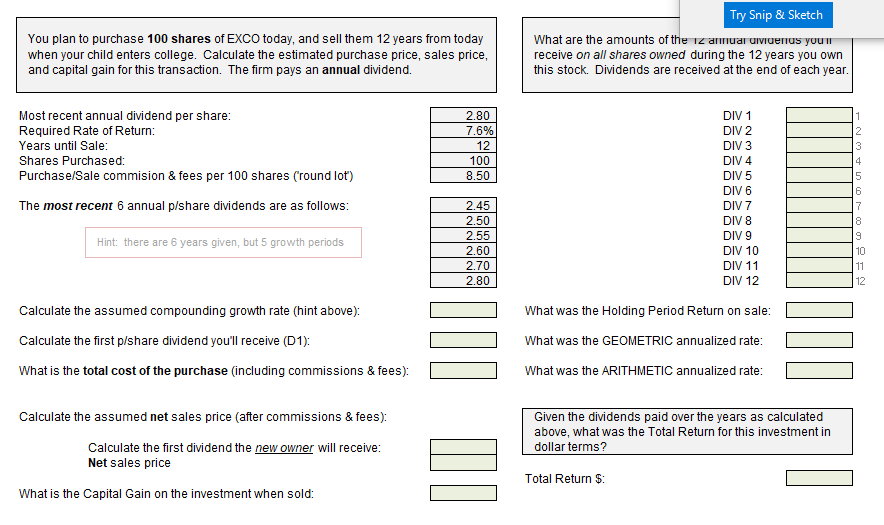 Please provide formulas on excel for empty cells! :) You plan to