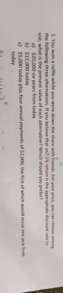  1. You won a raffle while you were down the shore