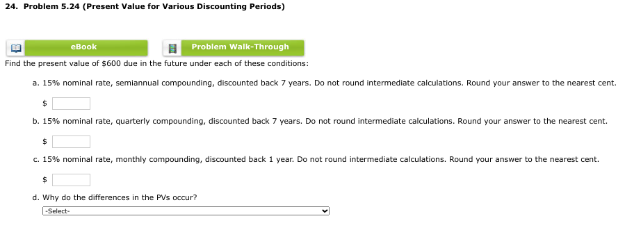 The options for question D are; -The present values decline as