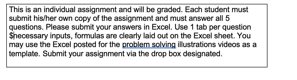 This is an individual assignment and will be graded. Each student