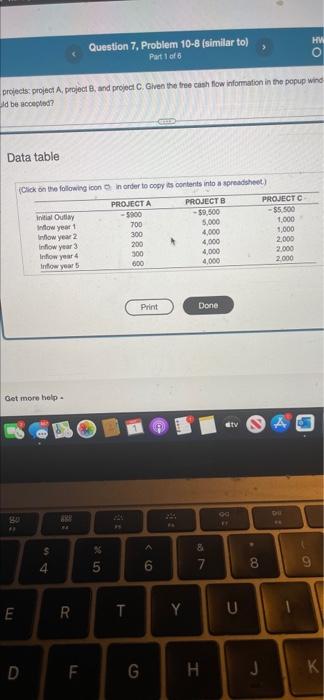 You are considering three independent projects projects a project project see given