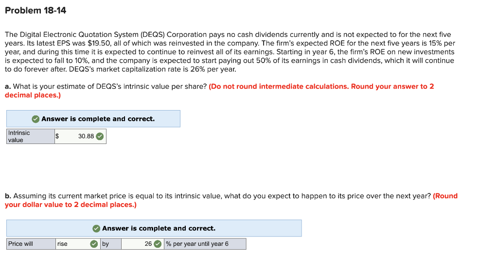  Problem 18-14 The Digital Electronic Quotation System (DEQS) Corporation pays no