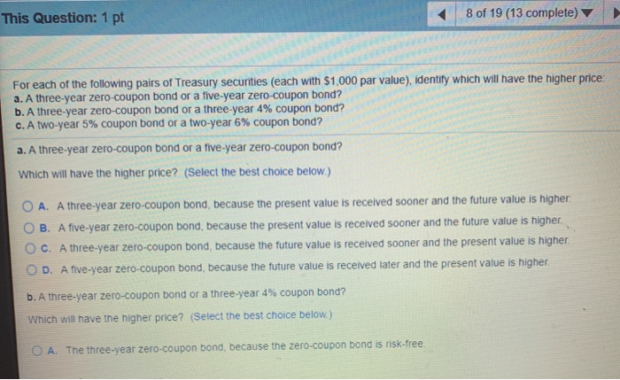  This Question: 1 pt 8 of 19 (13 complete) For each