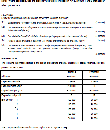  Note: Where applicable, use the present value tabies provided in APPENDiCES