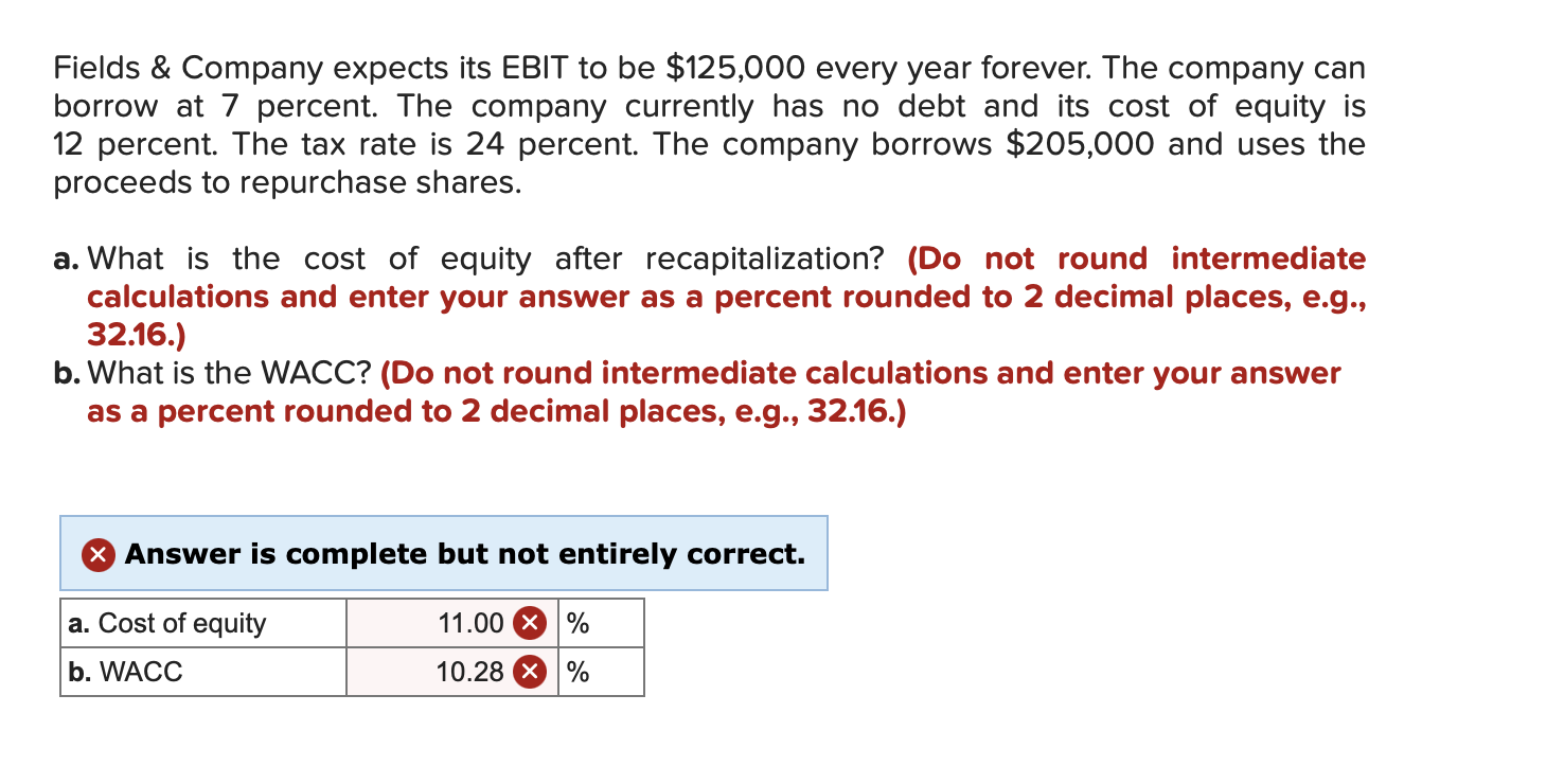 Fields \& Company expects its EBIT to be $125,000 every year