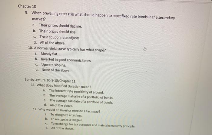  9. (?) 10. (b) 11. (?) 12. (c) Chapter 10 9.