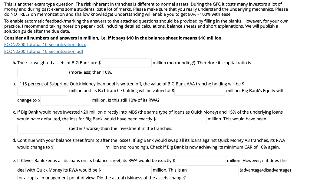  The content from ECON2200 TUTORIAL10 SECURITIZATION pdf are below: This is