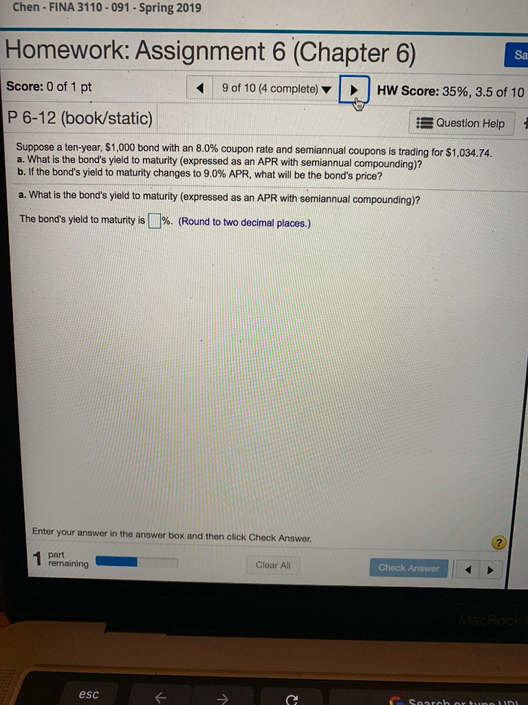  Chen- FINA 3110-091 - Spring 2019 Homework: Assignment 6 (Chapter 6)