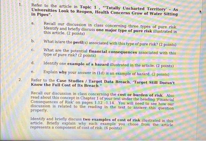  1. a. C Refer to the article in Topic 1 ,