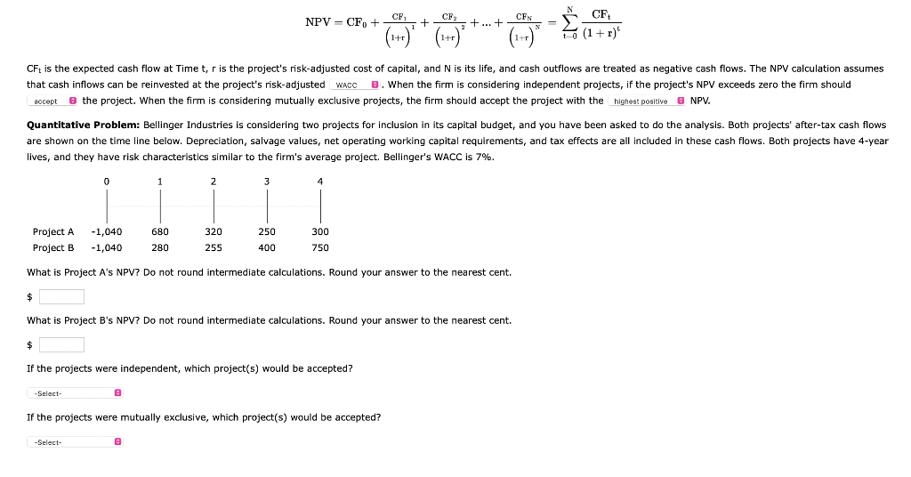 CF NPV = CF + CF, + CF CFN + ...