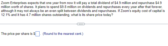 Zoom Enterprises expects that one year from now it will pay