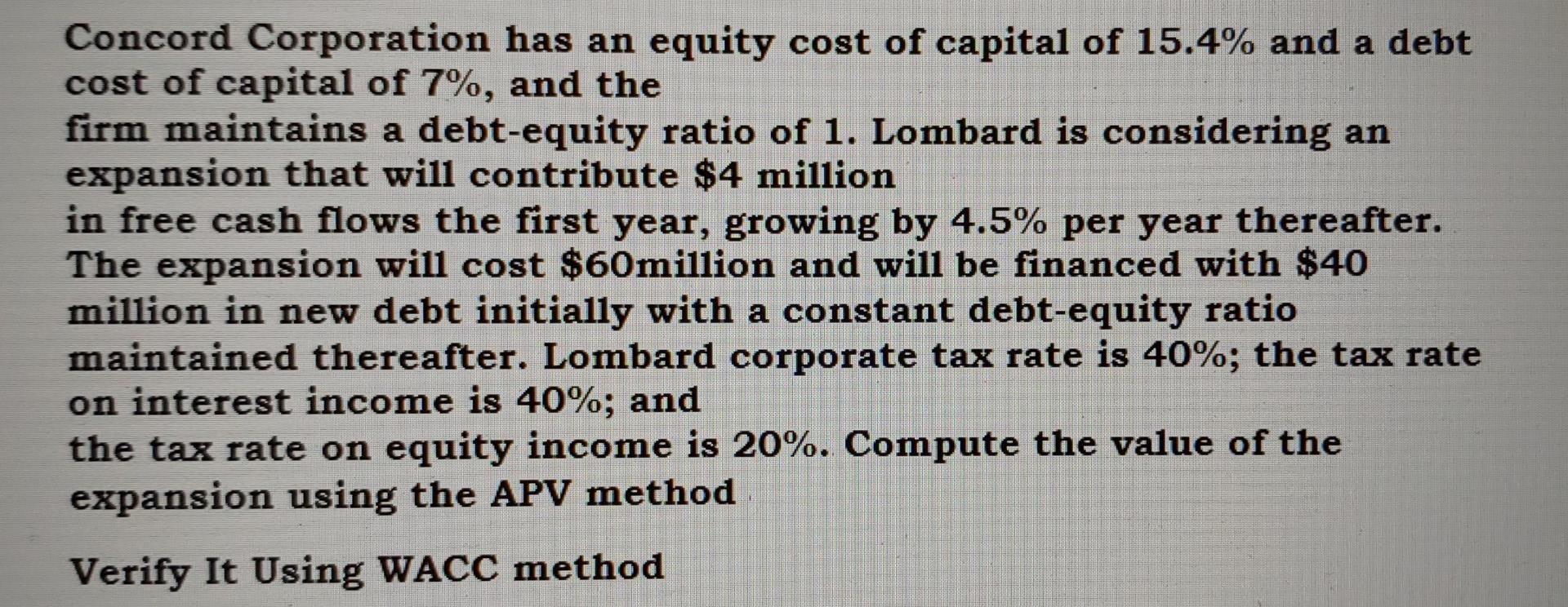  it is financed with 37.75 debt not 40 please consider Concord