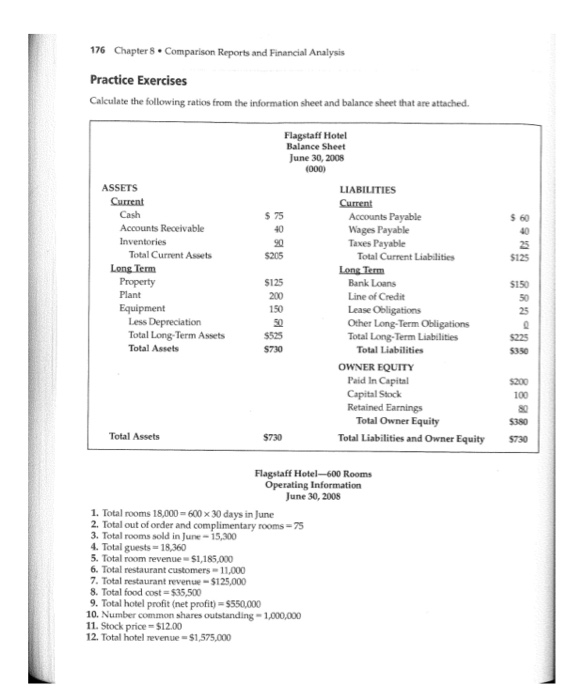  176 Chapter 8 Comparison Reports and Financial Analysis Practice Exercises Calculate