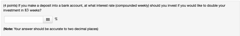 have $3900 in the account? Amount = $ 0.455 (4 points) What