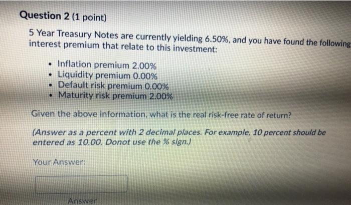 that the real risk-free rate is 2% and the average annual expected