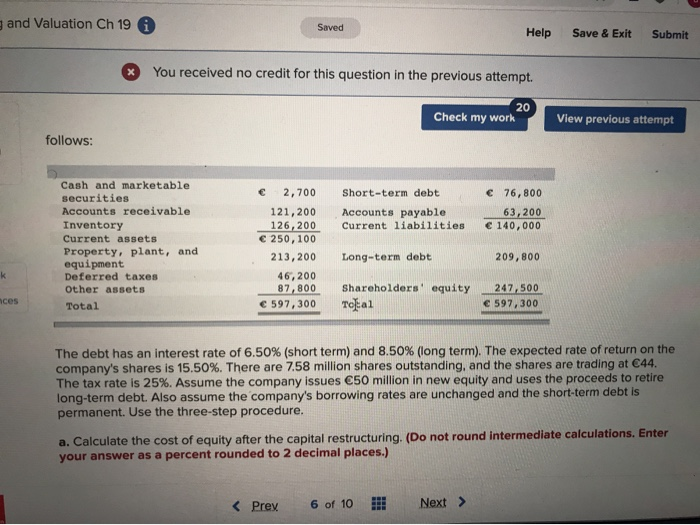  g and Valuation Ch 19 A Saved Help Save & Exit