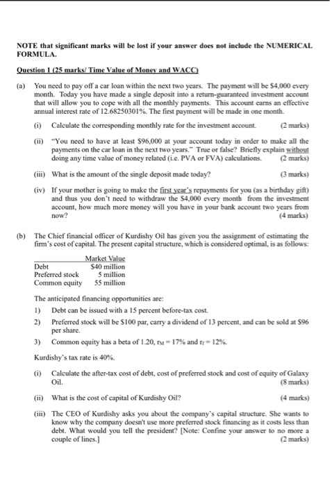  NOTE that significant marks will be lost if your answer does