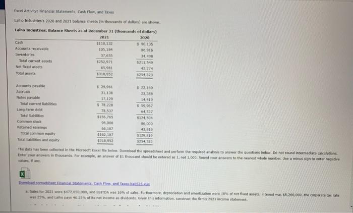 need help with the incorrect ones Excel Activity: Financial Statements, Cash Flow,