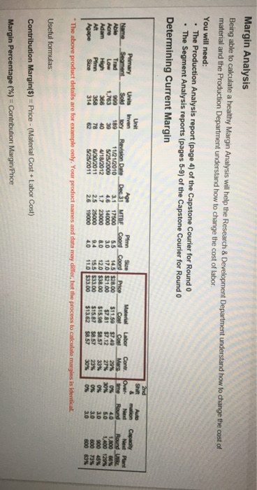  Margin Analysis Being able to calculate a healthy Margin Analysis will