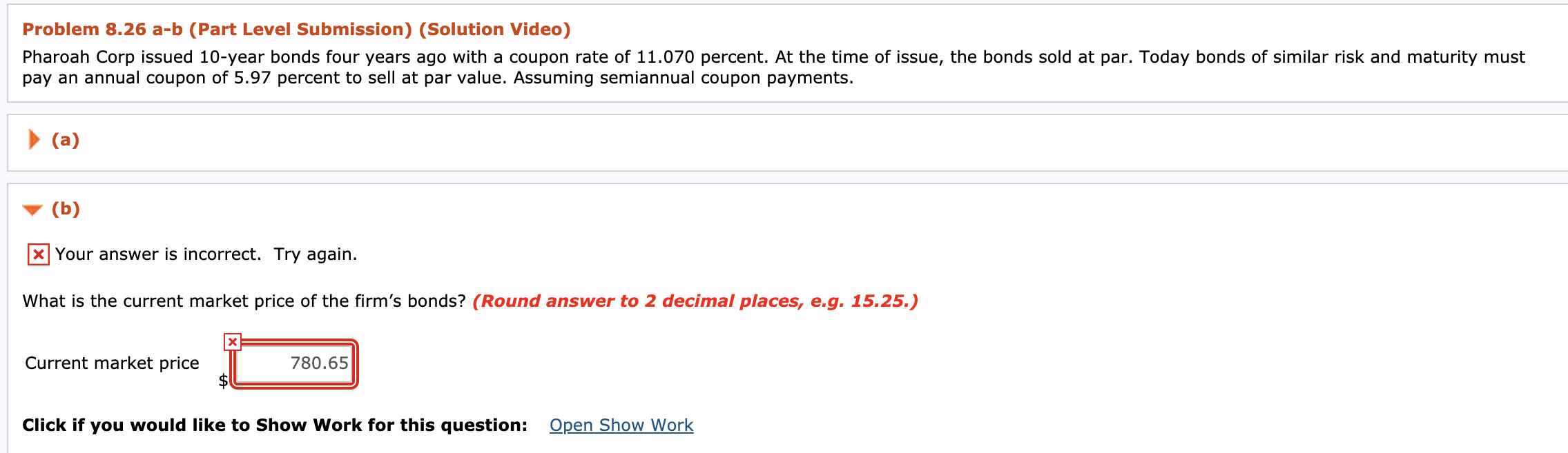  Problem 8.26 a-b (Part Level Submission) (Solution Video) Pharoah Corp issued