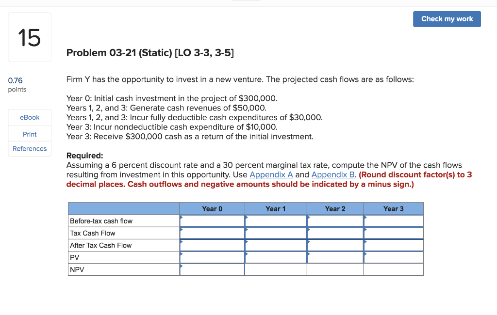  Check my work 15 Problem 03-21 (Static) (LO 3-3, 3-5) 0.76