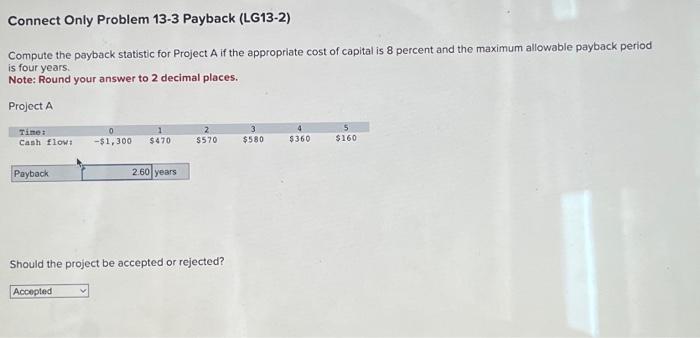  Compute the payback statistic for Project A if the appropriate cost