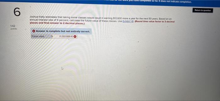  have completed 6 for. It does not indicate completion Matum te