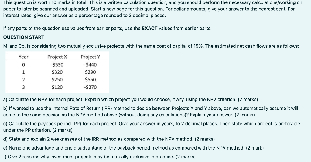  This question is worth 10 marks in total. This is a