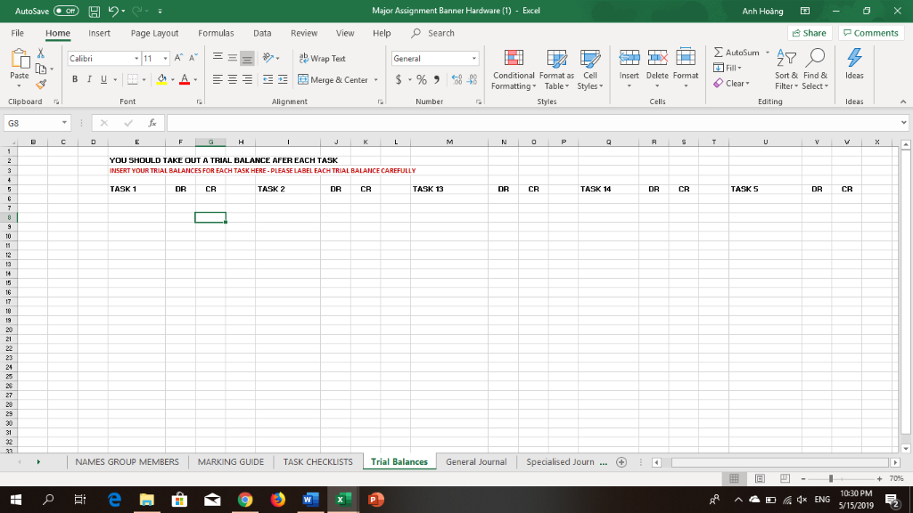 prepare a worksheet to record the adjusting entries and an adjusted trial