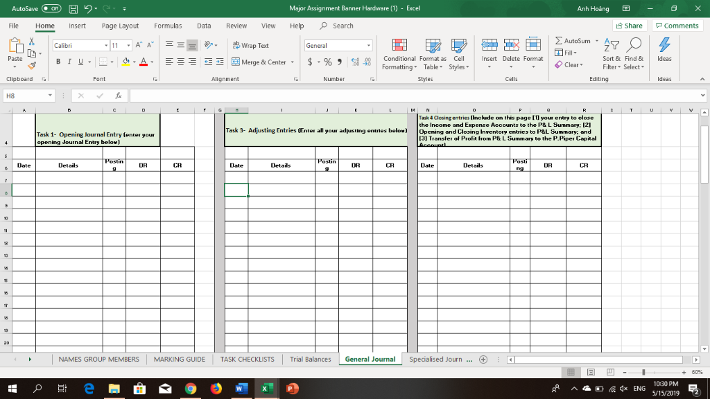 balance. Depreciation on the Delivery Van is 20% using the Diminishing Balance