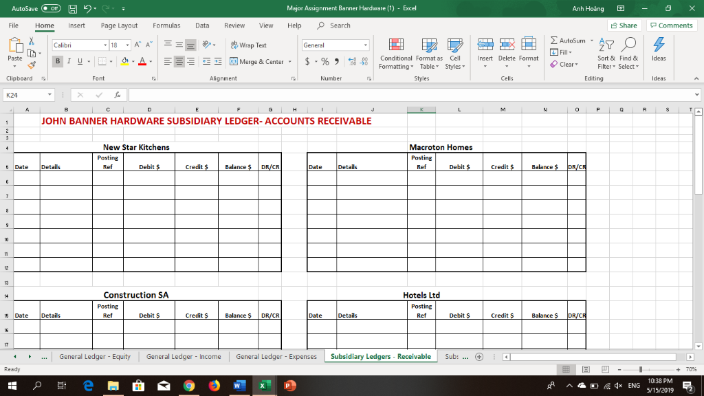 The charges payable to you by John Banner Hardware have not yet