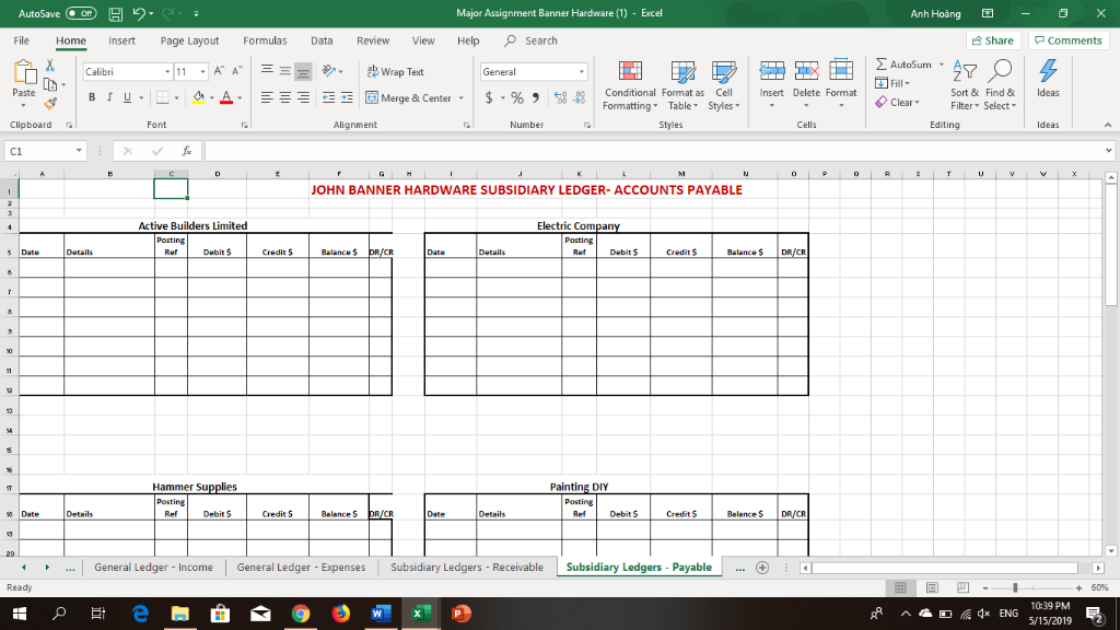 balance date. John Banner Hardware John Banner purchased a small business in