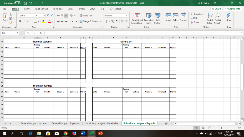 a suburban shopping centre selling general hardware ( for the handyman). The