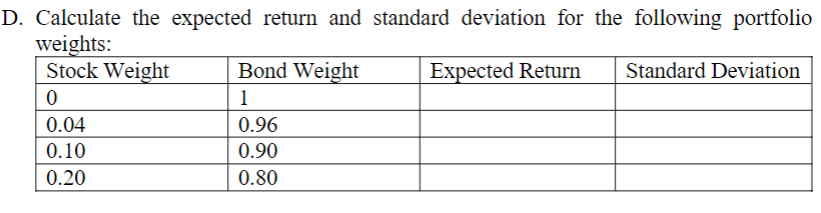 this setting. B. Calculate the variance and standard deviations for the stock