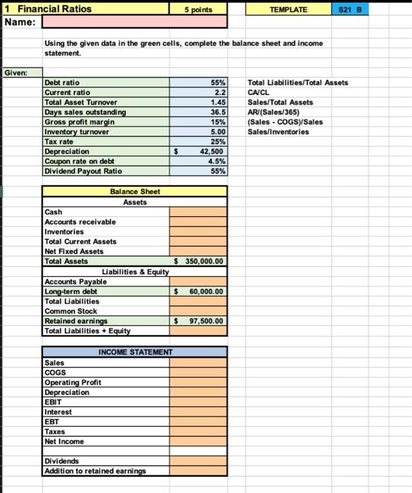 i would like it worked in excel along with the formulas 1