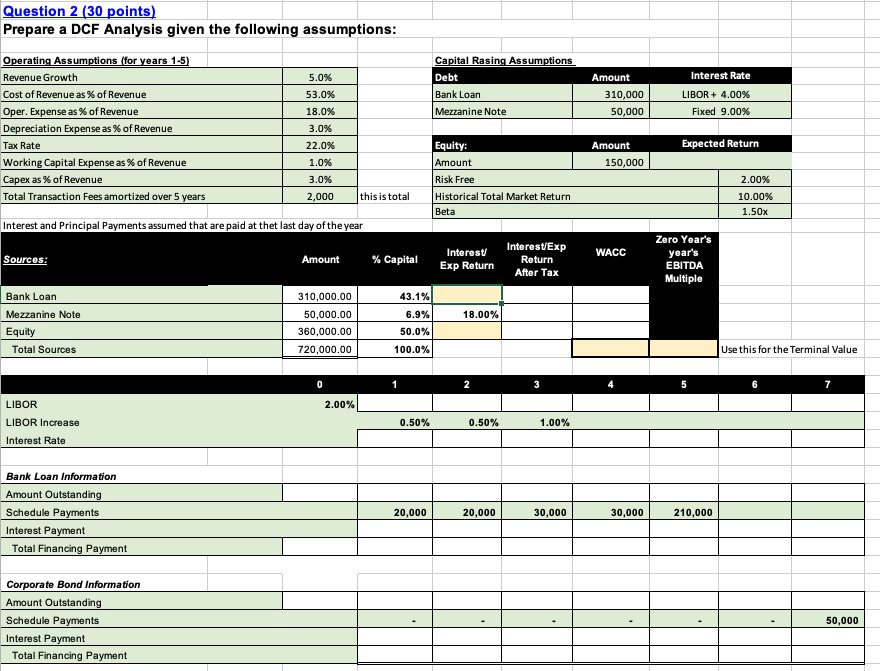  PLEASE ANSWER USING EXCEL FORMULAS, the empty white and yellow boxes