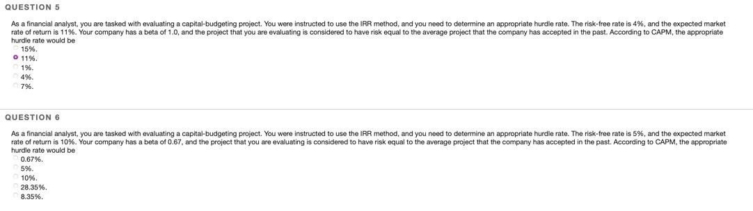  QUESTION 5 As a financial analyst, you are tasked with evaluating